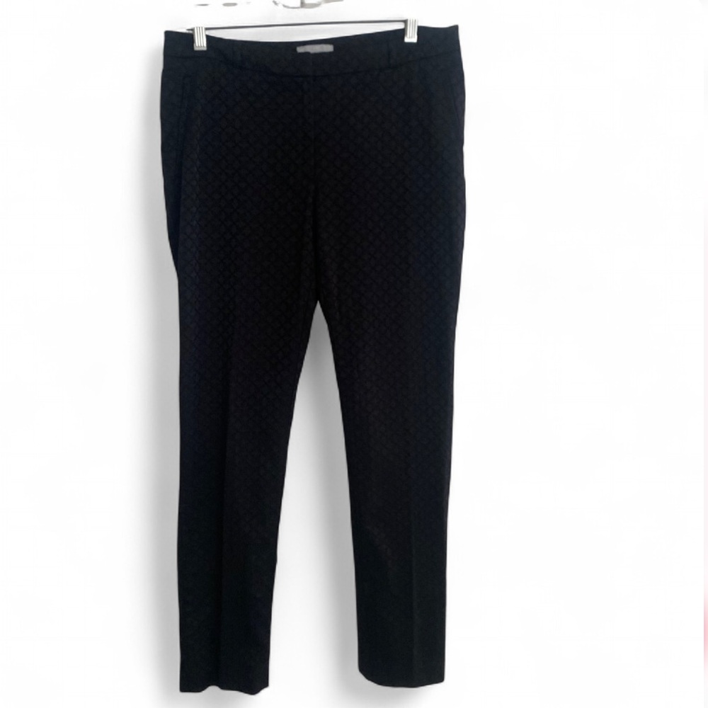 H&M BLACK TEXTURED DIAMOND JACQUARD SLIM LEG ANKLE PANTS SIZE 10